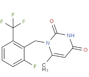 1-[[2-氟-6-（三氟甲基）苯基]甲基]-5-溴-6-甲基-2,4（1H，3H）-嘧啶二酮