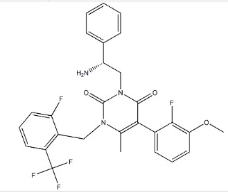 3-[（2R）-2-氨基-2-苯乙基]-5-（2-氟-3-甲氧基苯基）-1-[[2-氟-6-（三氟甲基）苯基]甲基]-6-甲基-2,4（1H，3H）-嘧啶二酮
